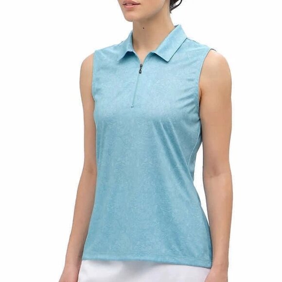 Greg Norman Women's Ml75 Play Dry Golf Tennis Pickleball Blue Zip Polo Top XL - Picture 1 of 14